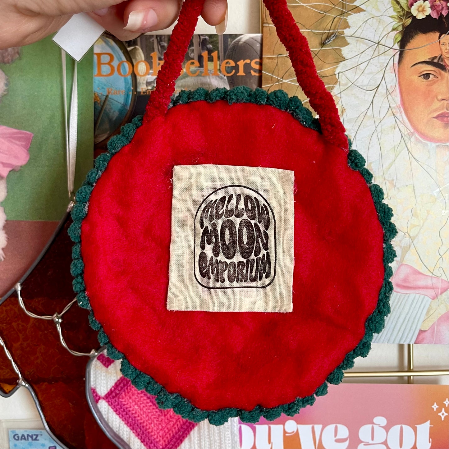 Mushroom Punch Needle Circle Wall Hanging
