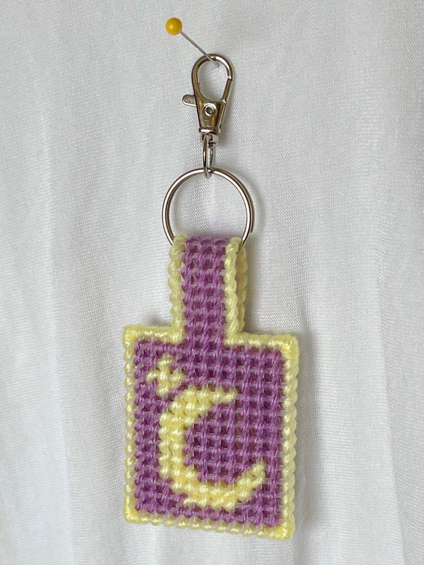 Moon Needlepoint Keychain