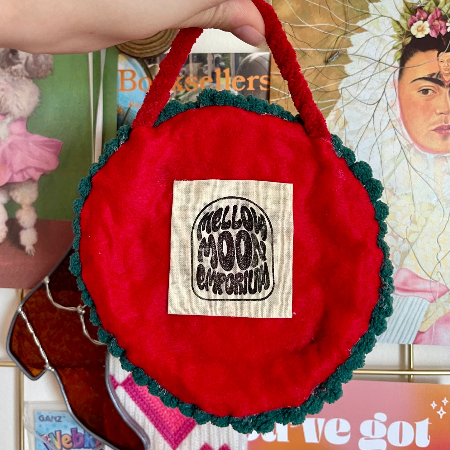 Mushroom Punch Needle Circle Wall Hanging