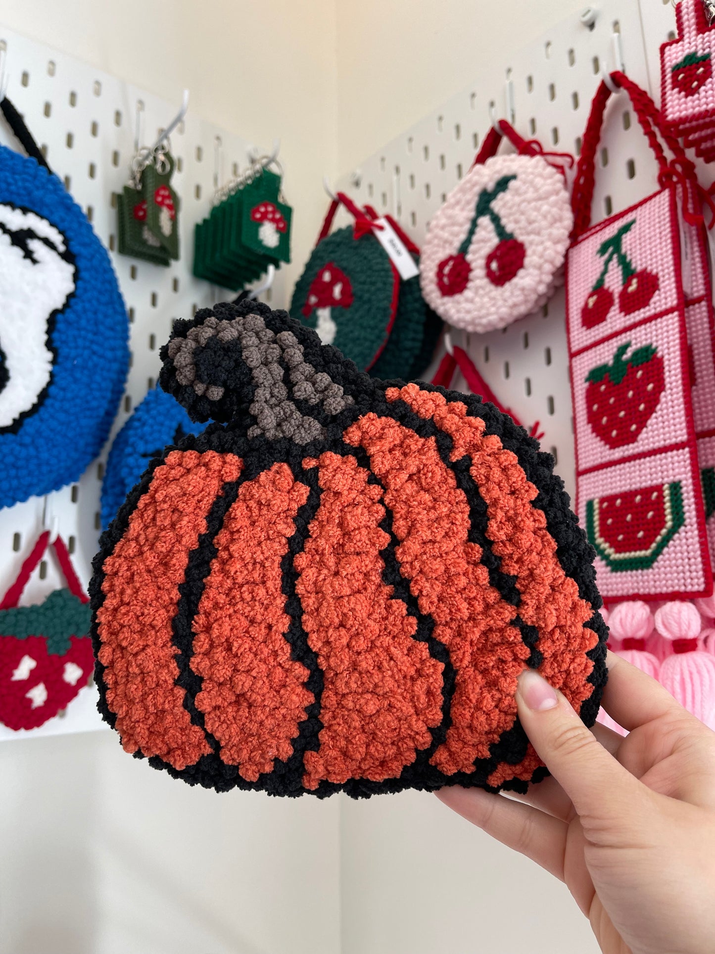 Pumpkin Punch Needle Wall Hanging