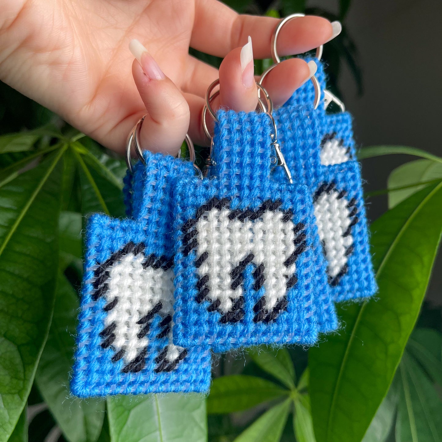 Tooth Needlepoint Keychain