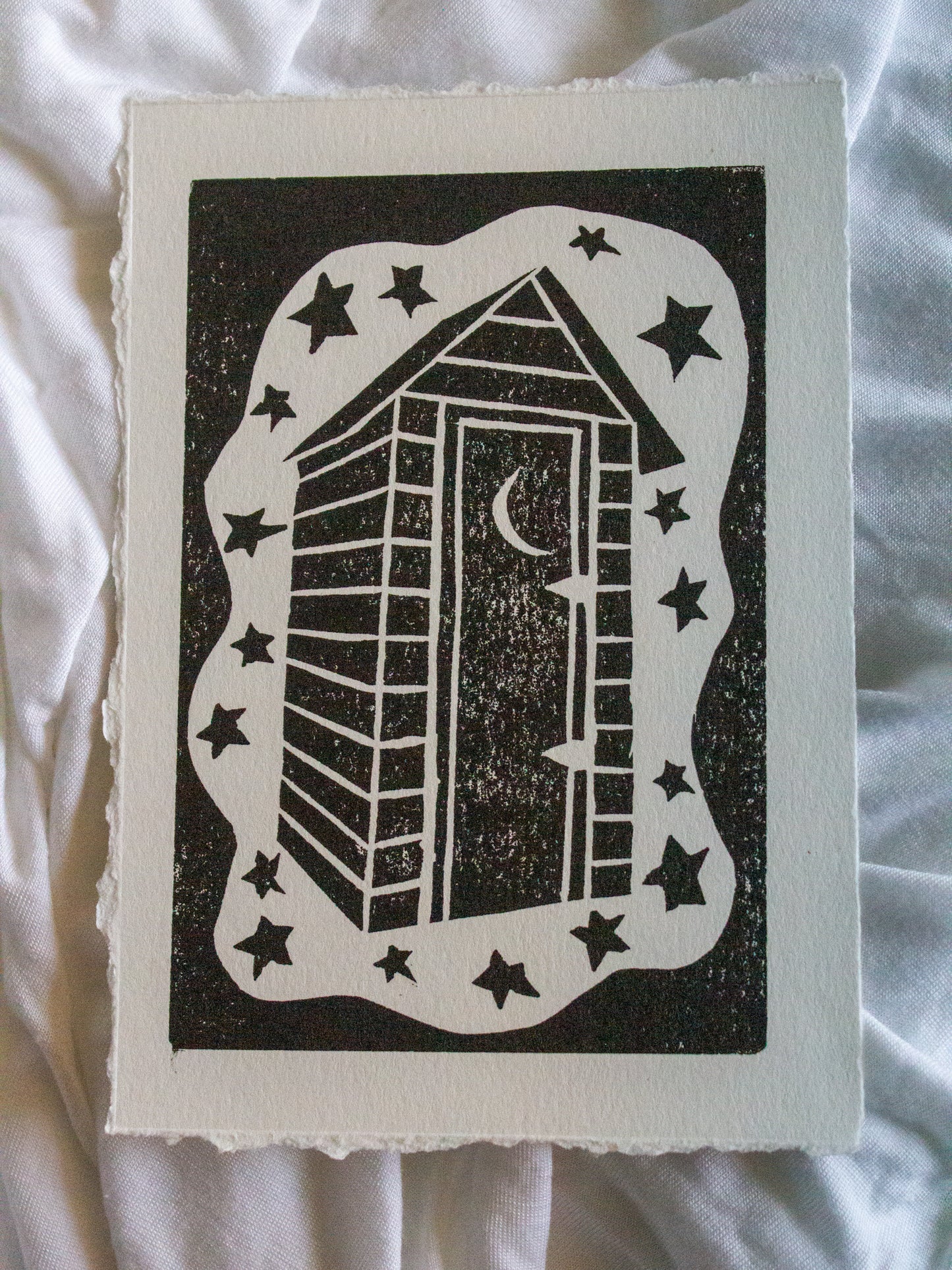 Outhouse Original Linocut Print