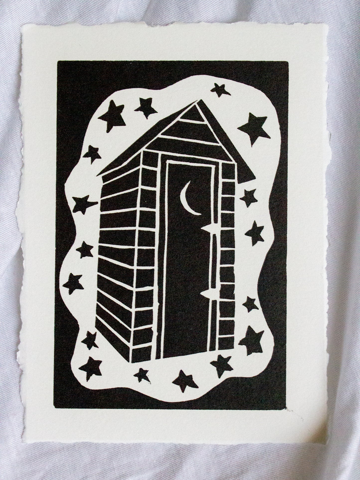 Outhouse Original Linocut Print