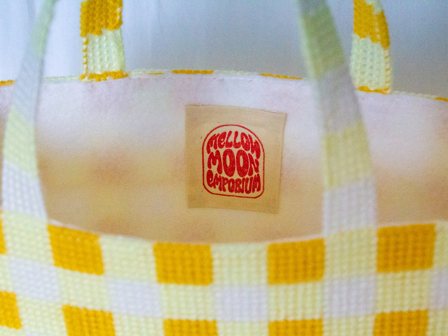 Yellow Gingham Needlepoint Bag
