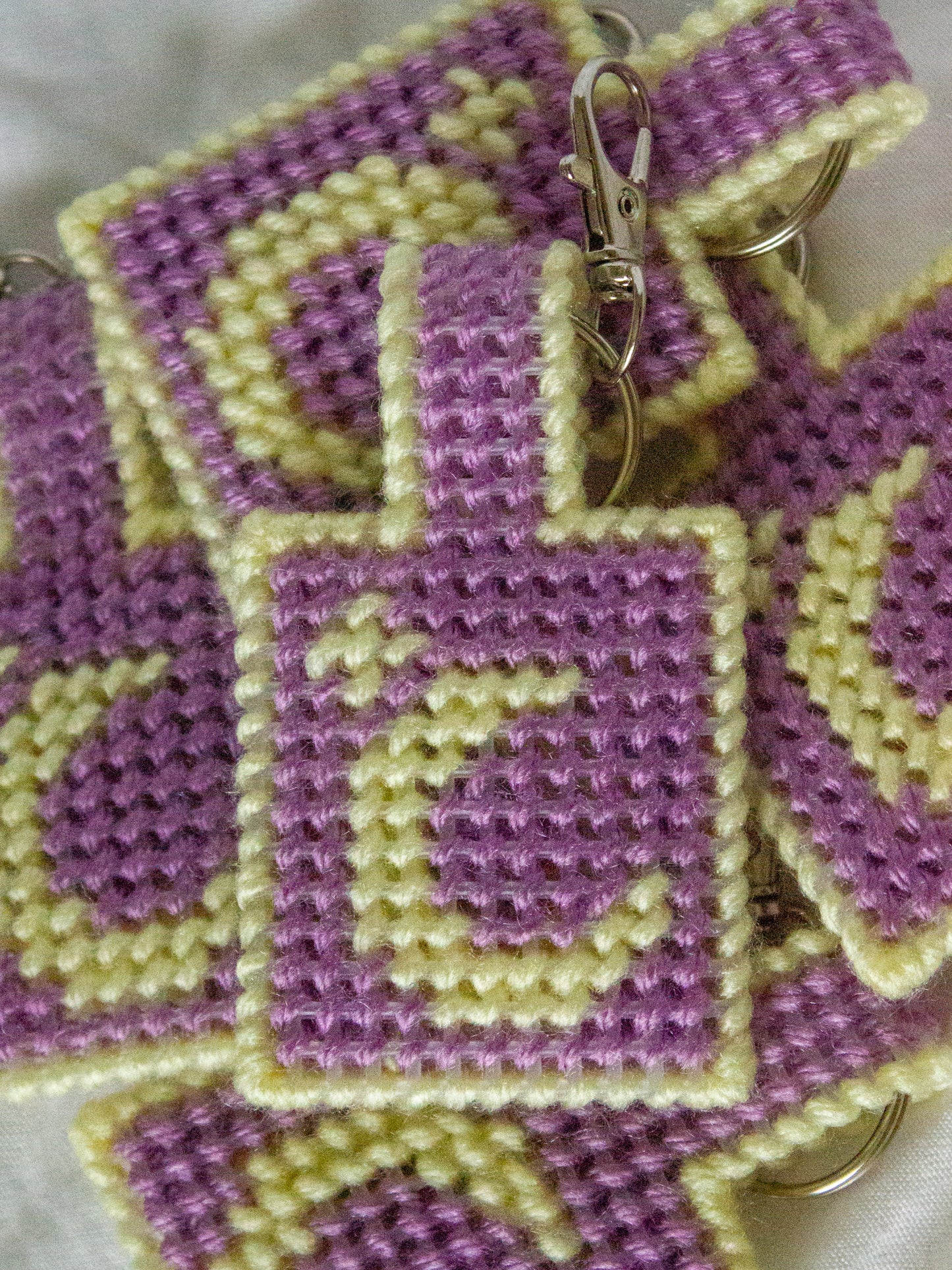 Moon Needlepoint Keychain