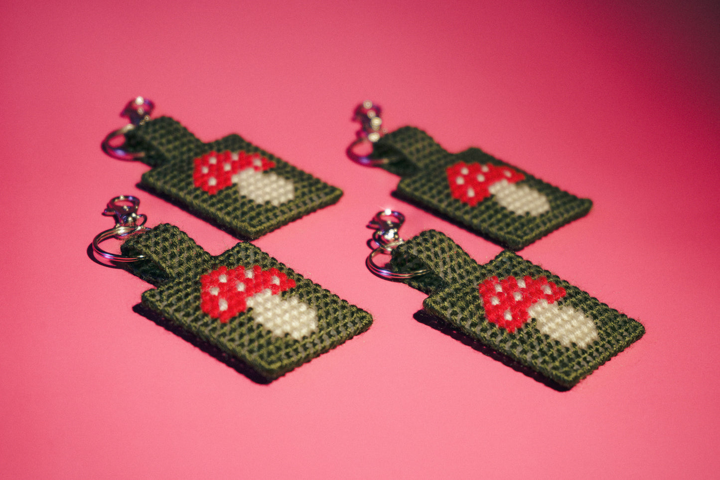 Mushroom Needlepoint Bag Charm