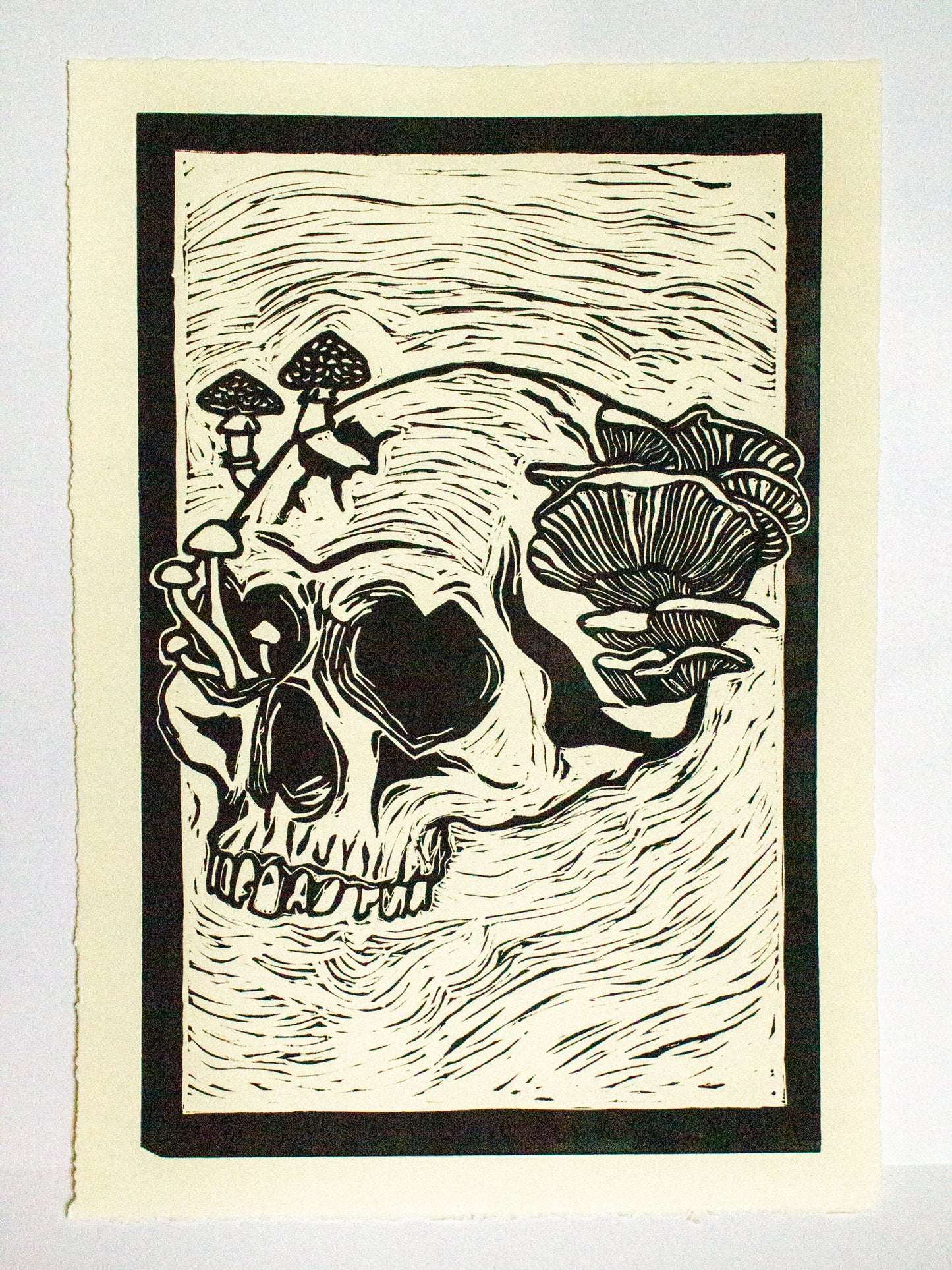 Mushy Skull Original Linocut Print