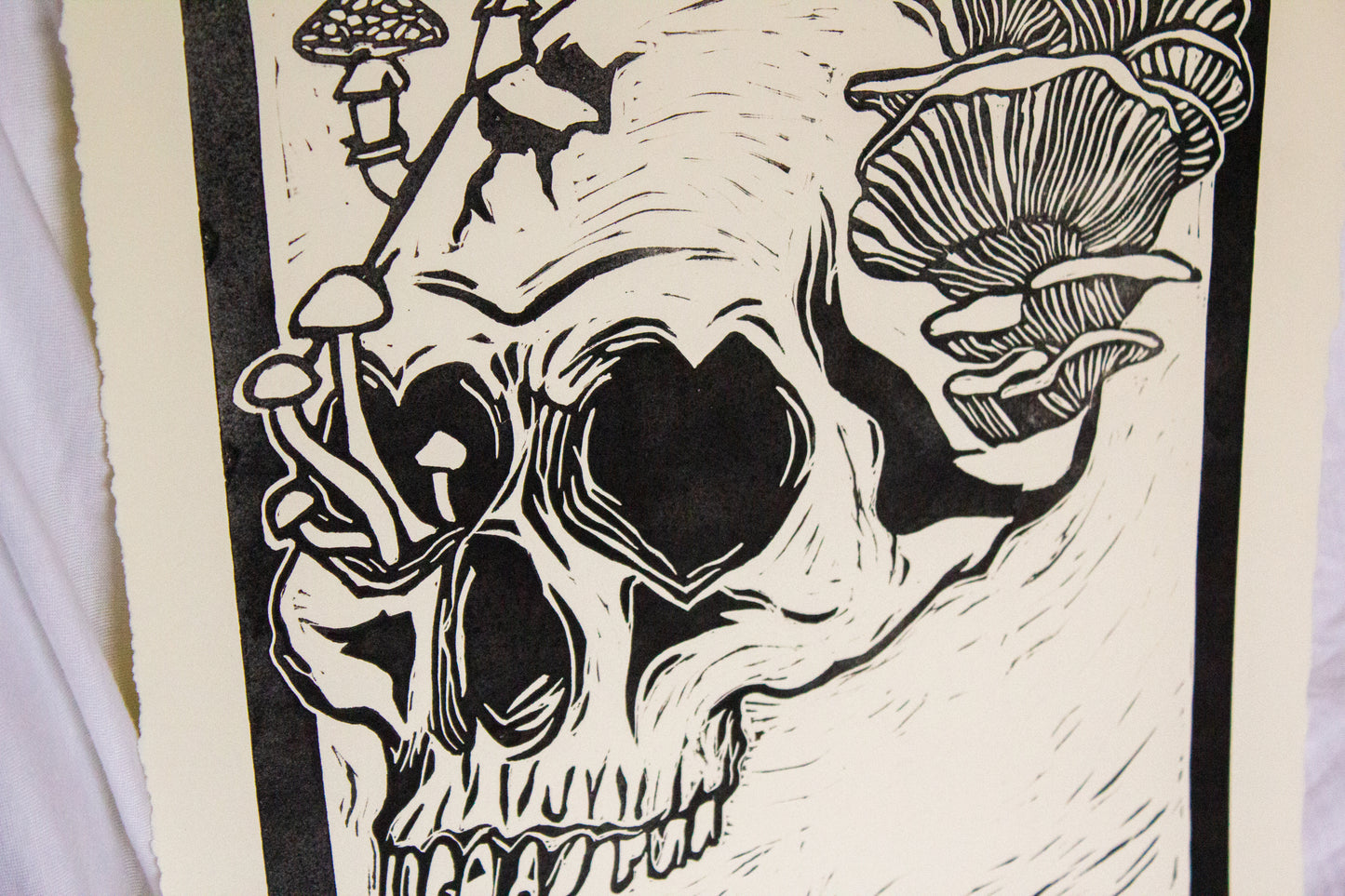 Mushy Skull Original Linocut Print