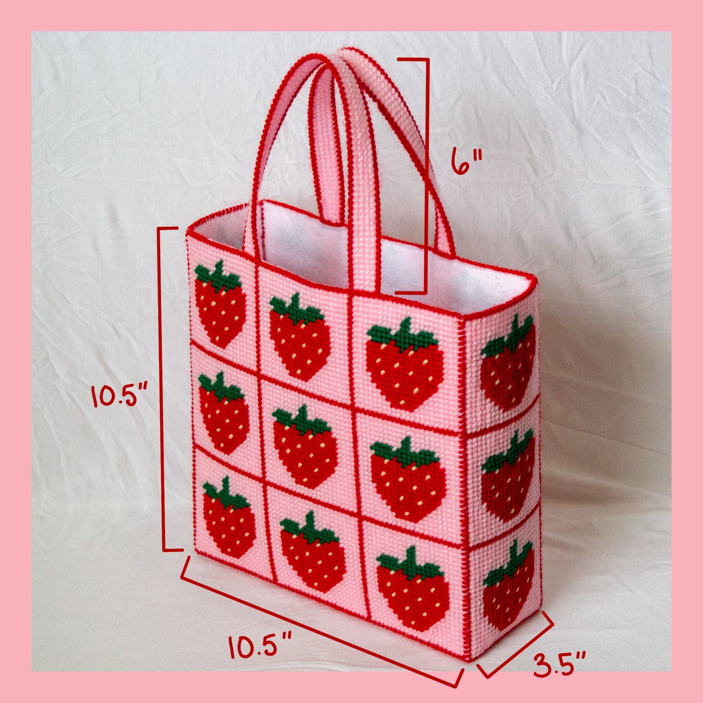 Large Strawberry Needlepoint Bag