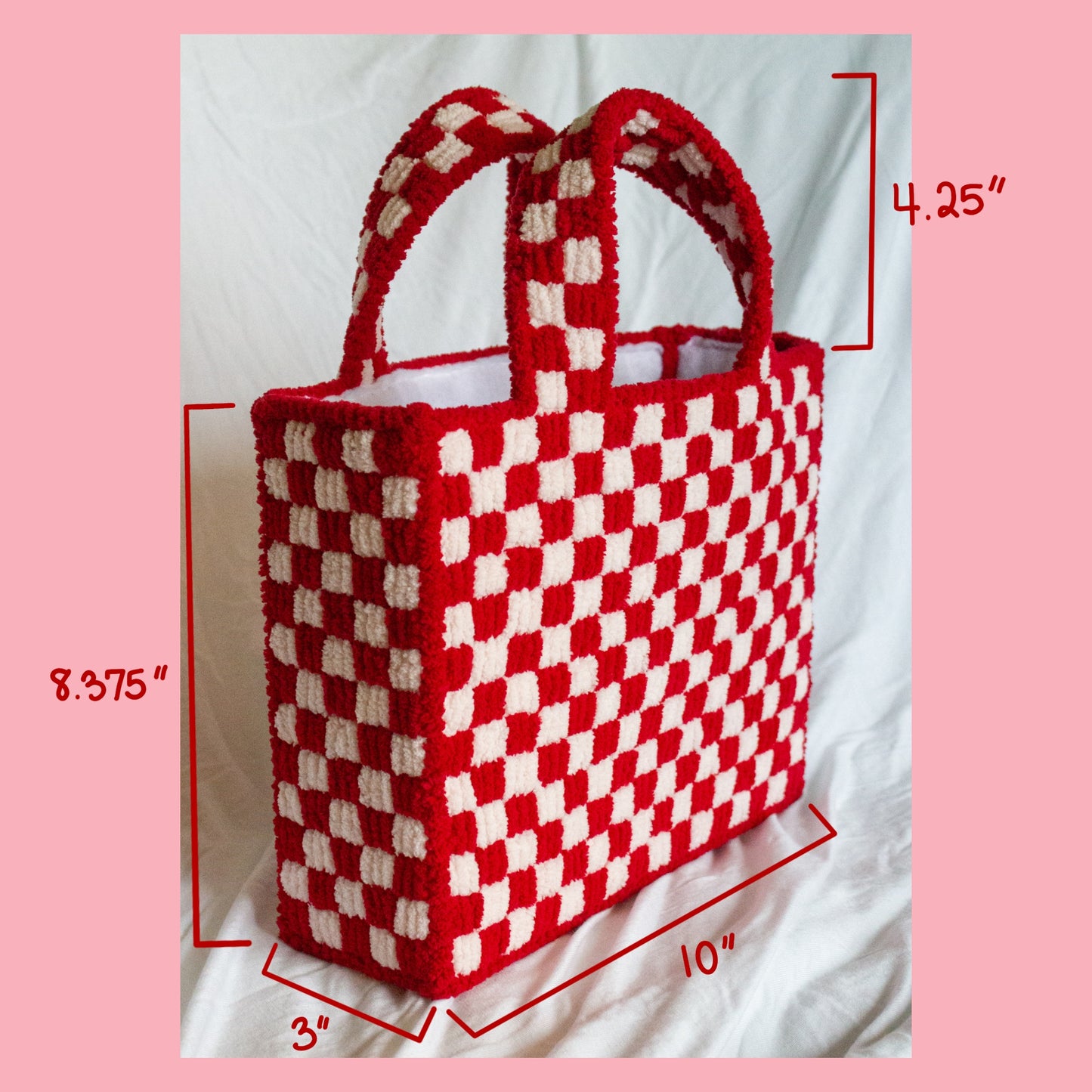 Fuzzy Checkered Needlepoint Bag