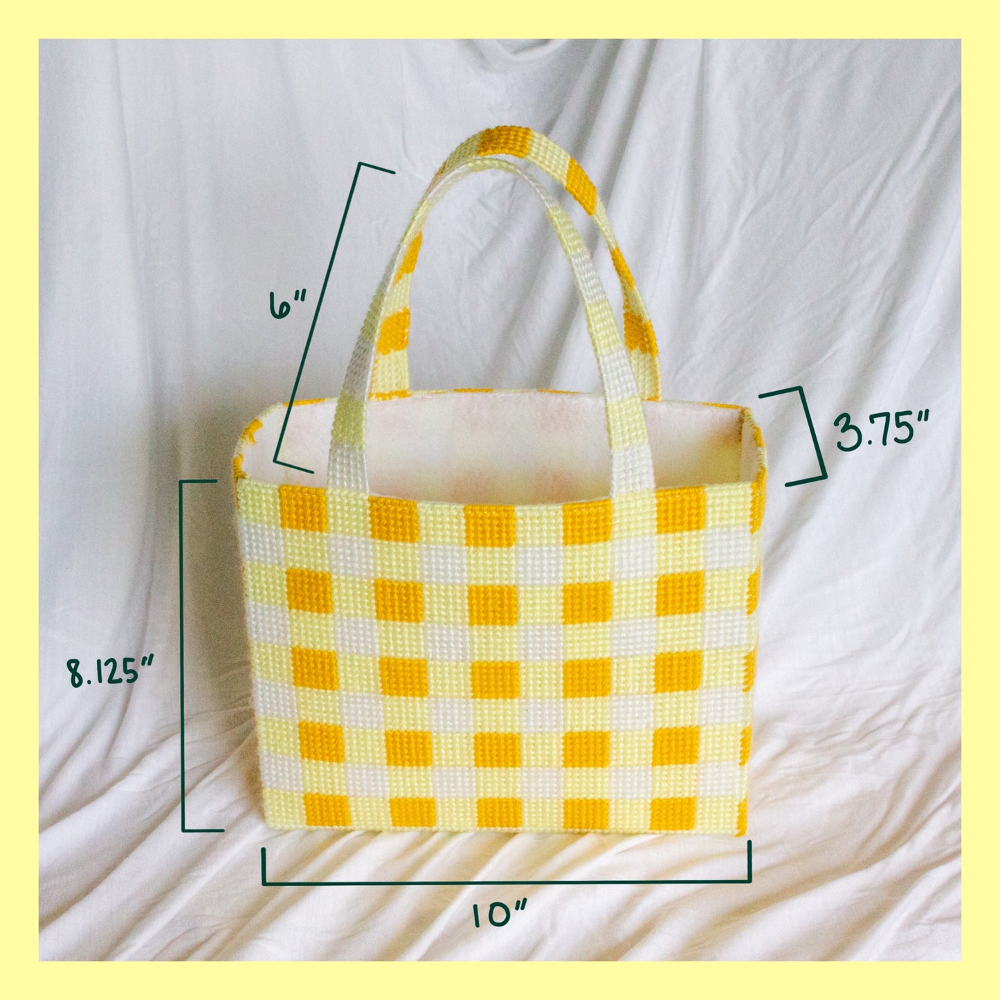 Yellow Gingham Needlepoint Bag