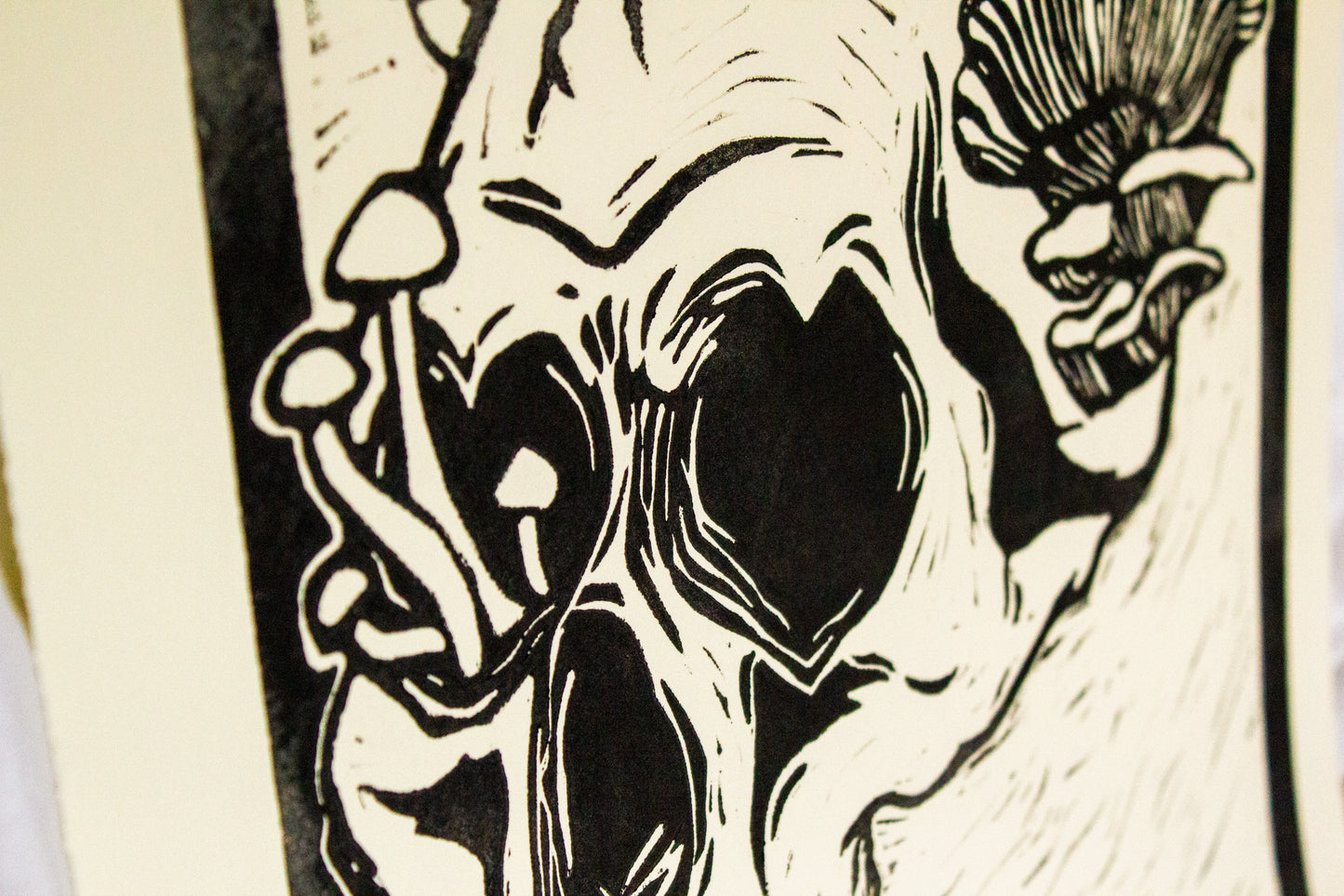 Mushy Skull Original Linocut Print
