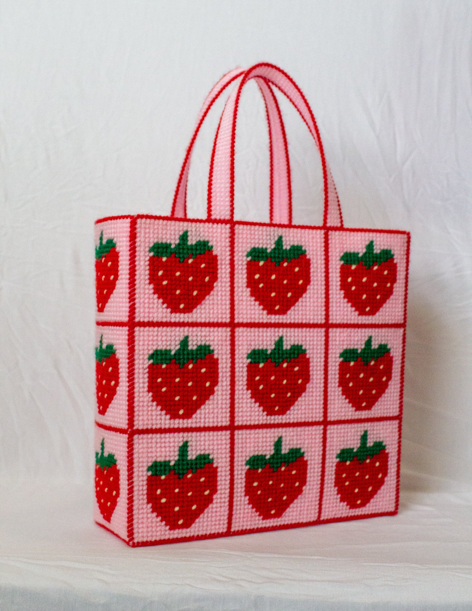 Large Strawberry Needlepoint Bag