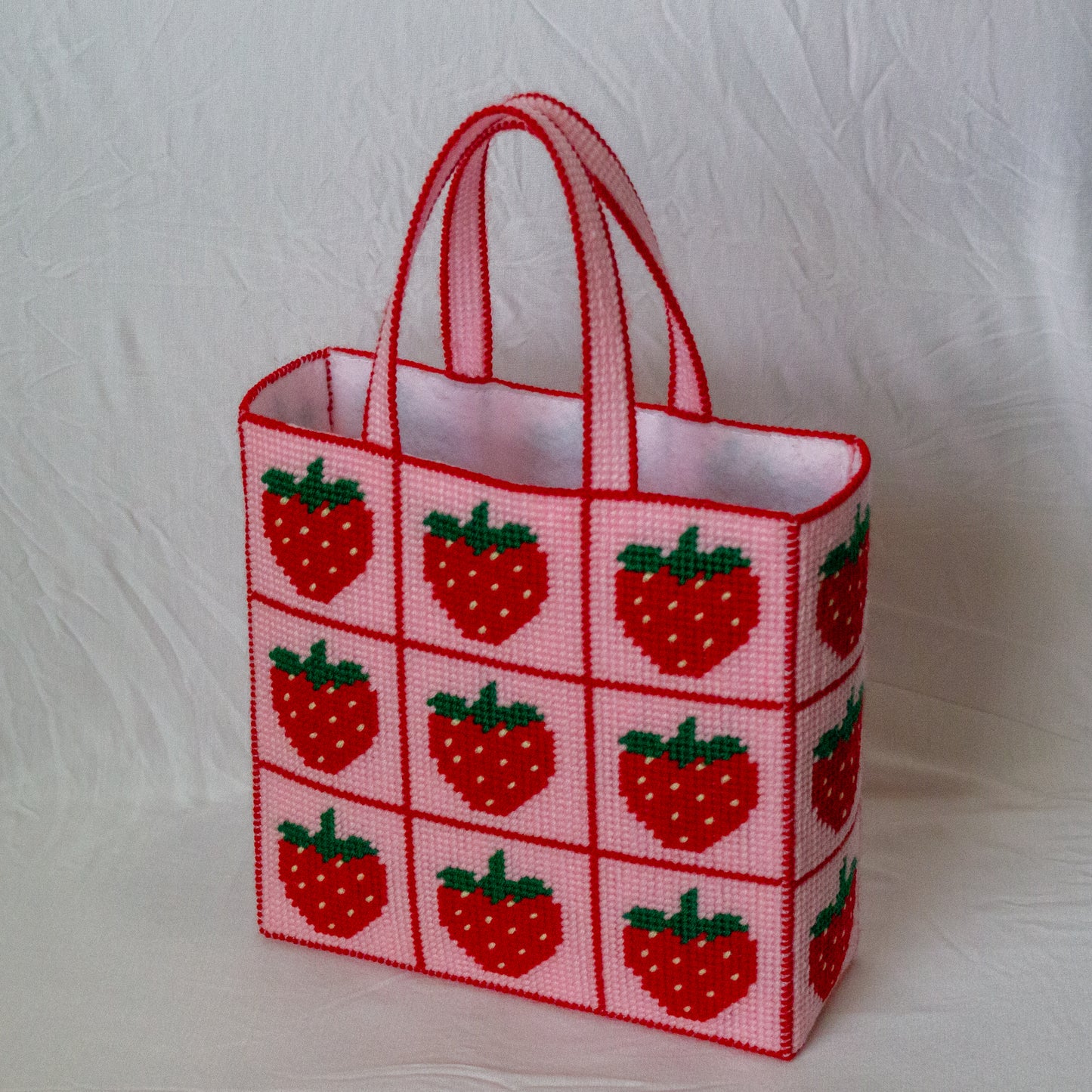 Large Strawberry Needlepoint Bag