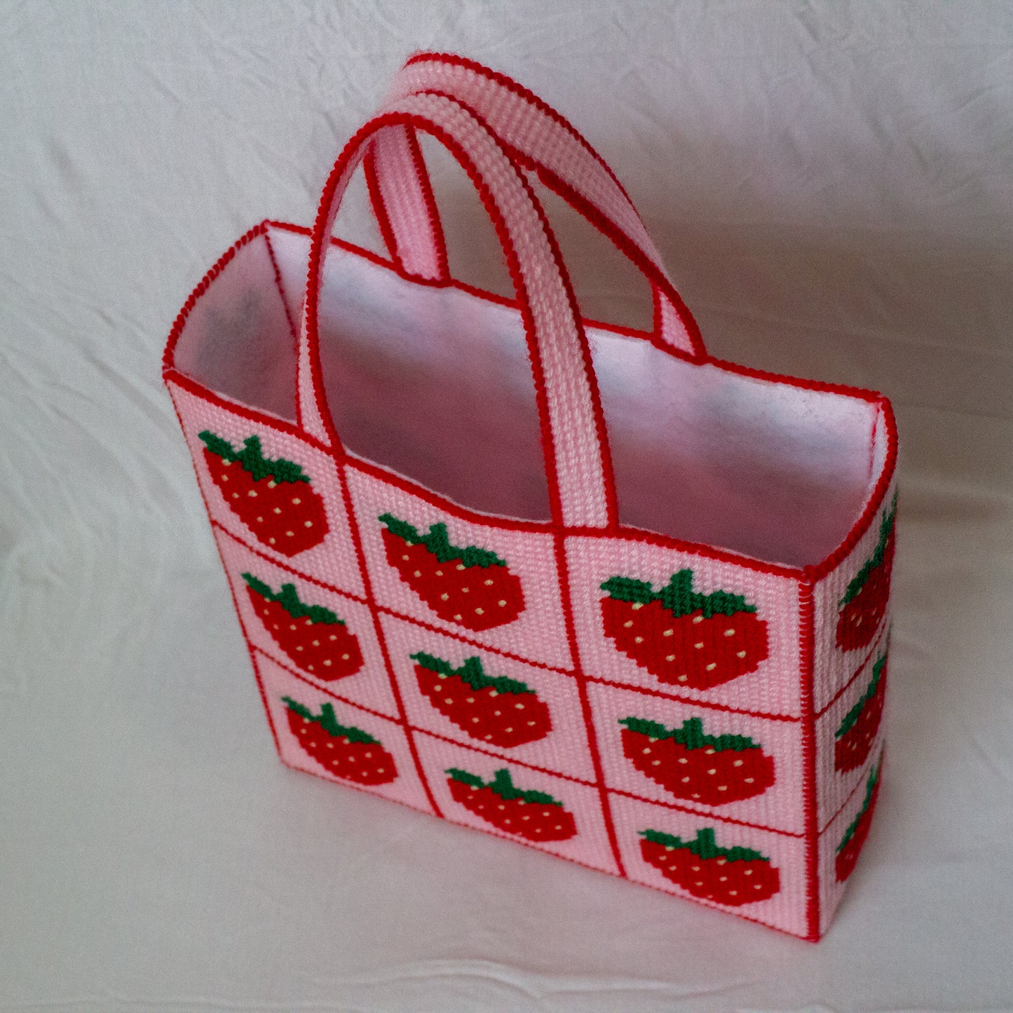 Large Strawberry Needlepoint Bag