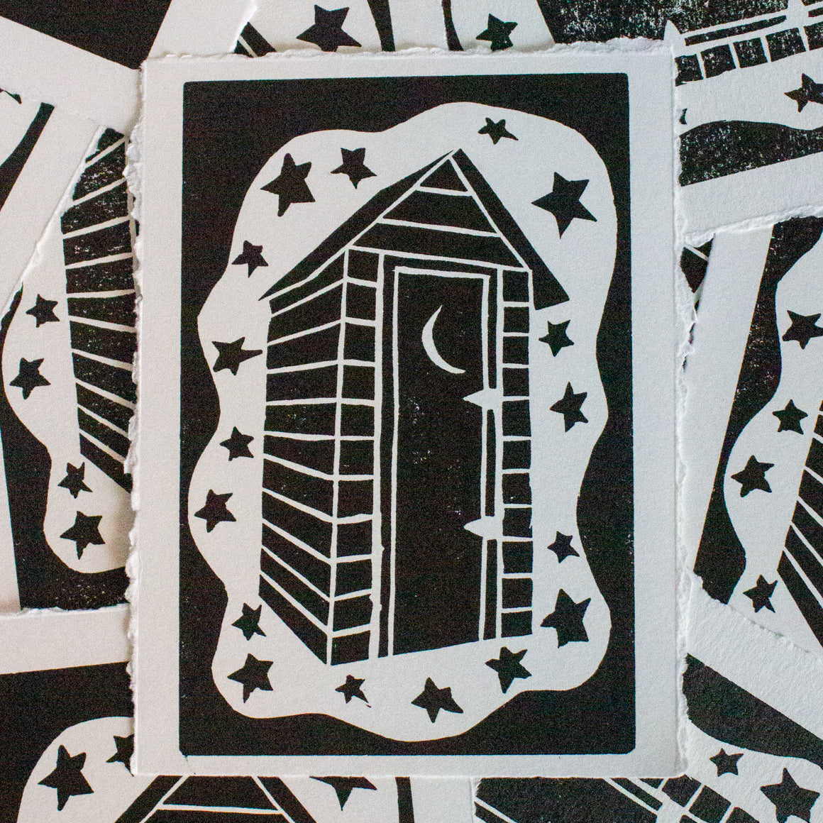Outhouse Original Linocut Print