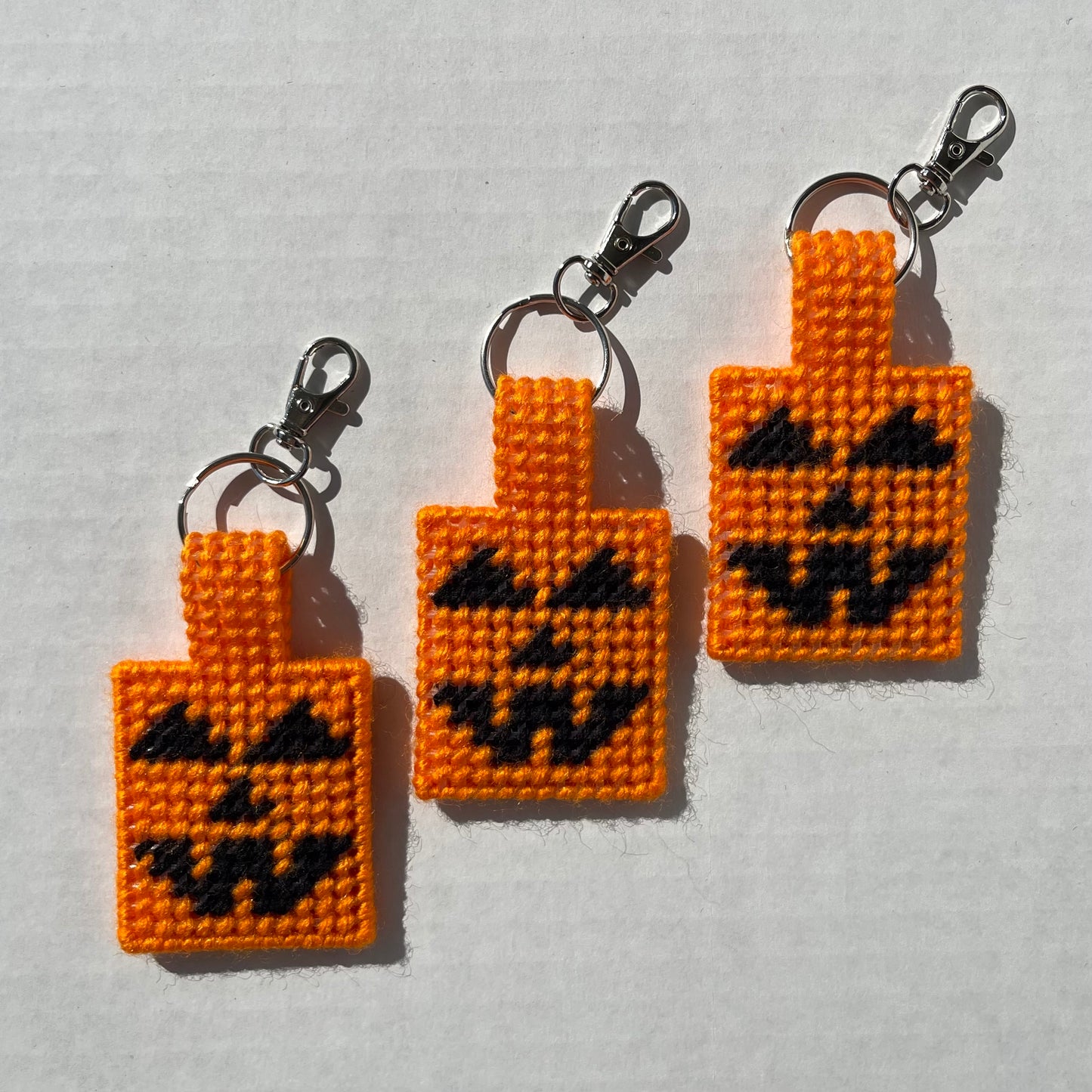 Jack-O'-Lantern Needlepoint Keychain