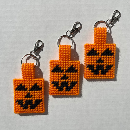 Jack-O'-Lantern Needlepoint Keychain