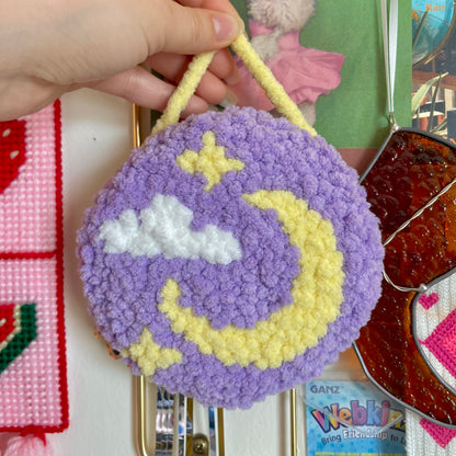 Moon Punch Needle Circle Wall Hanging