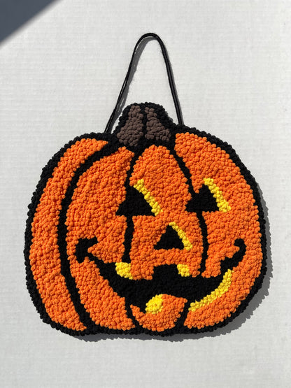 Jack-o’-Lantern Punch Needle Wall Hanging