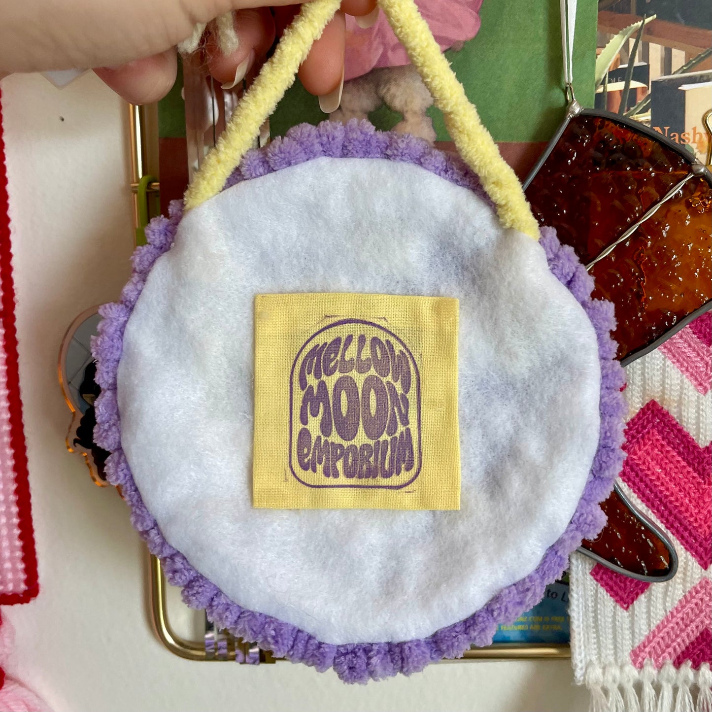 Moon Punch Needle Circle Wall Hanging