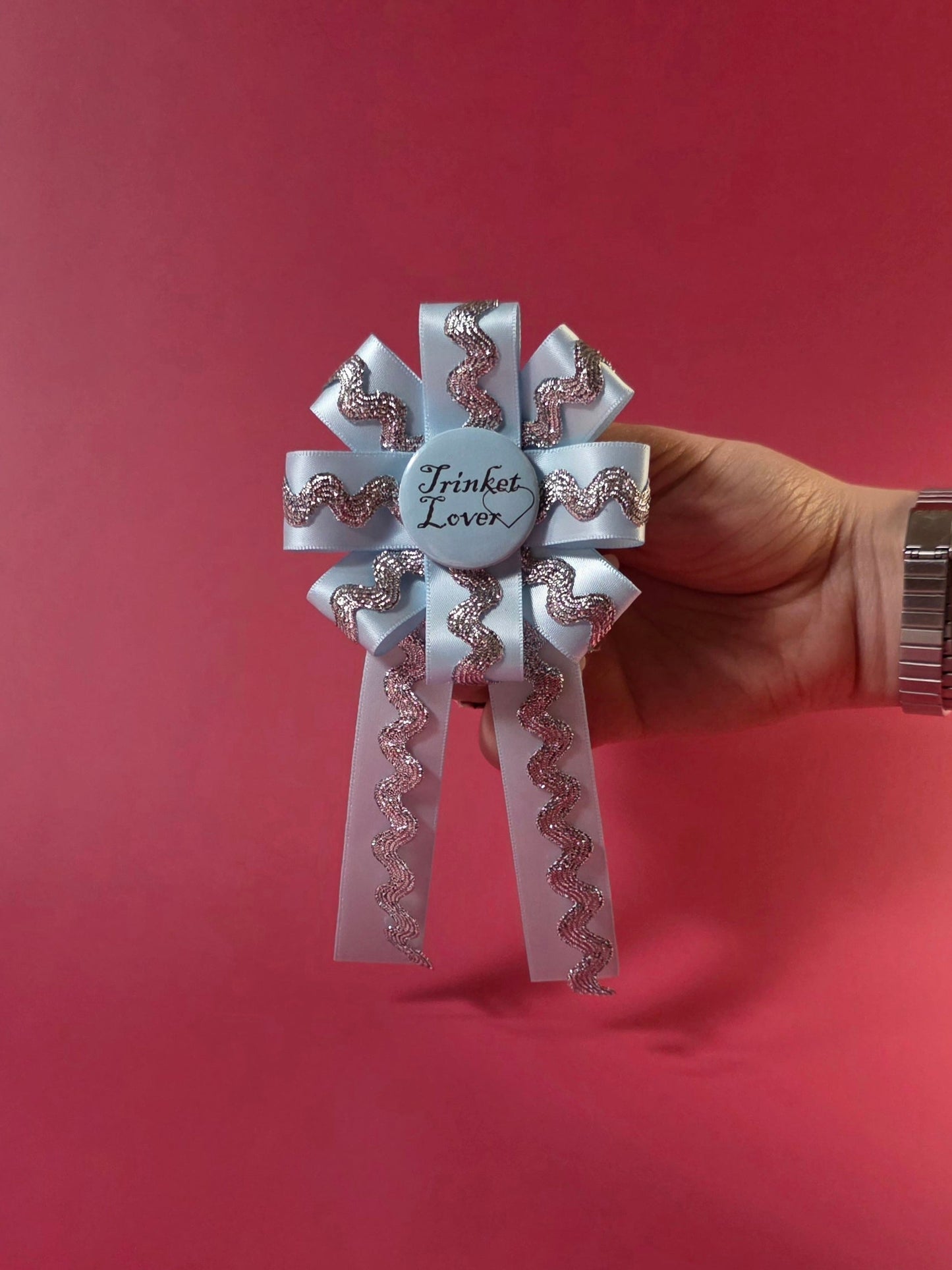 Blue & Silver Prize Ribbon Rosette