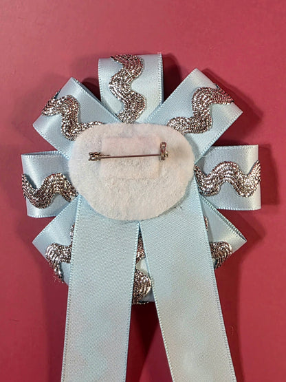 Blue & Silver Prize Ribbon Rosette