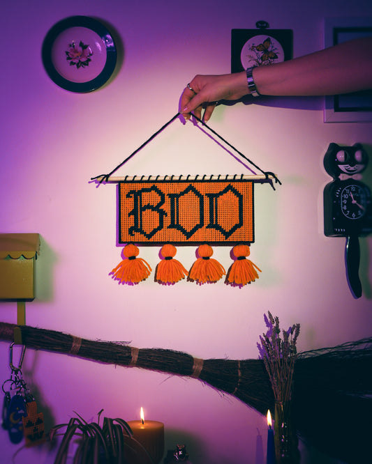 Boo Needlepoint Wall Hanging