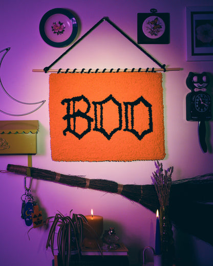 Boo Punch Needle Wall Hanging