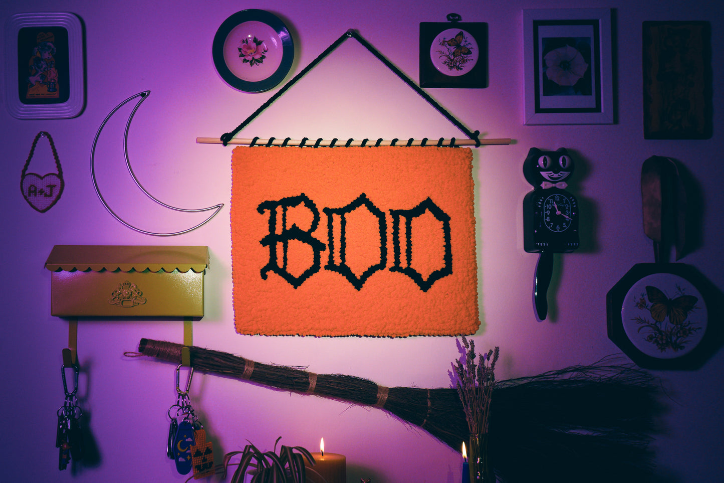 Boo Punch Needle Wall Hanging