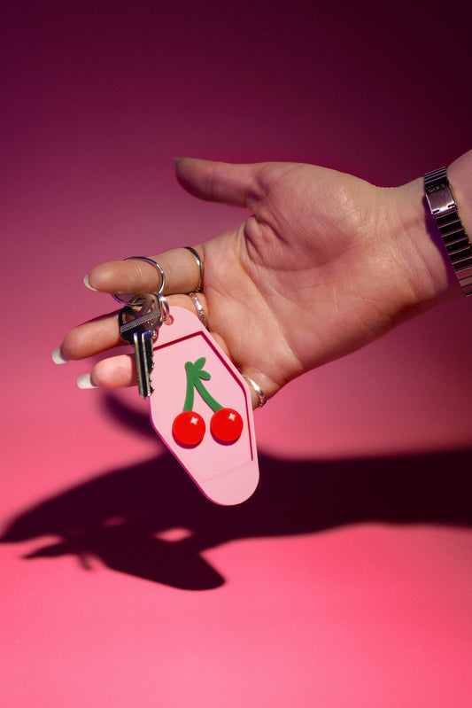 Cherry Motel Keychain