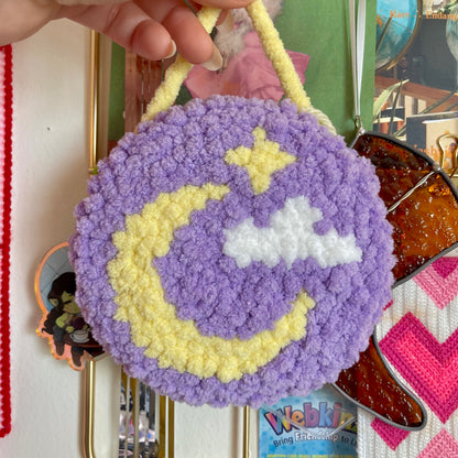 Moon Punch Needle Circle Wall Hanging