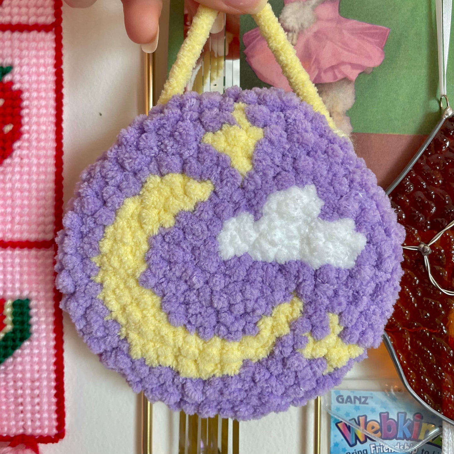 Moon Punch Needle Circle Wall Hanging