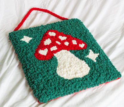 Sparkly Mushroom Punch Needle Wall Hanging