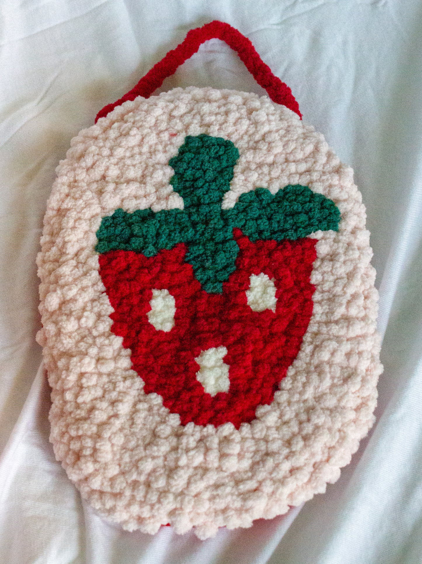 Strawberry Punch Needle Capsule Wall Hanging