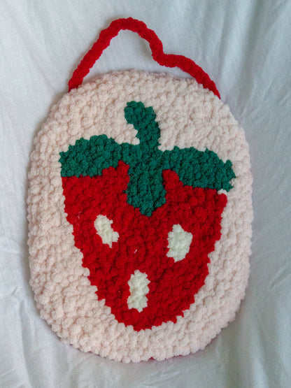 Strawberry Punch Needle Capsule Wall Hanging