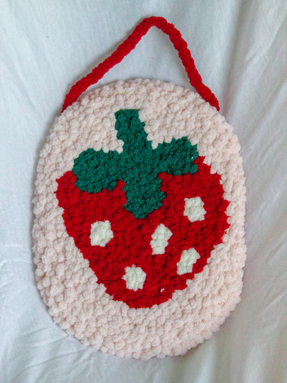 Strawberry Punch Needle Capsule Wall Hanging