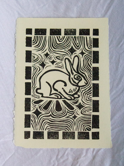 Lucky Rabbit's Foot Original Linocut Print