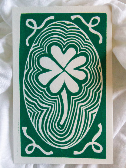 Four Leaf Clover Original Linocut Print