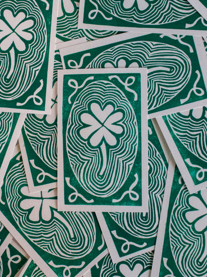 Four Leaf Clover Original Linocut Print