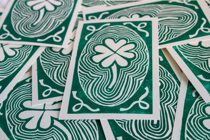 Four Leaf Clover Original Linocut Print