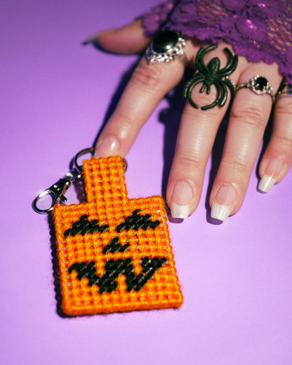 Jack-O'-Lantern Needlepoint Bag Charm
