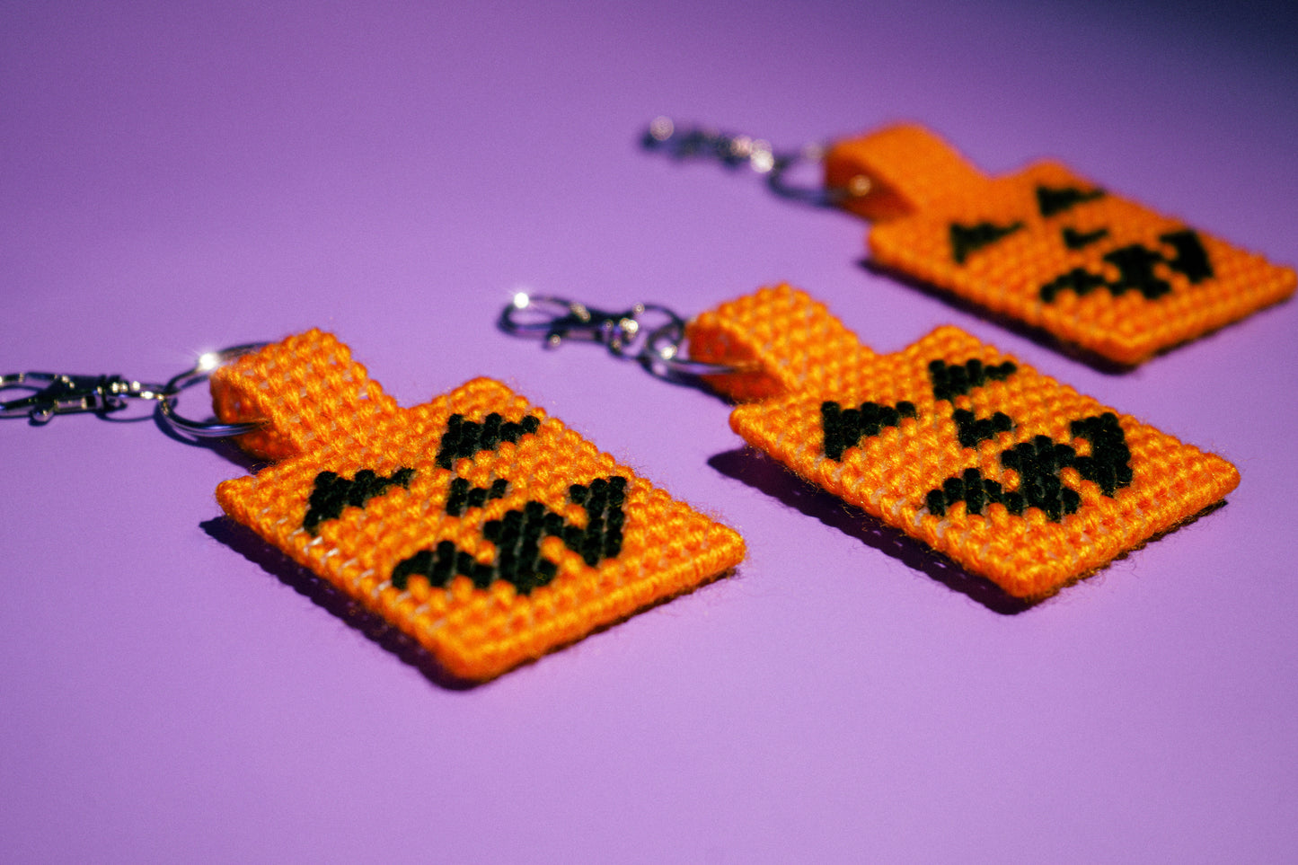 Jack-O'-Lantern Needlepoint Bag Charm