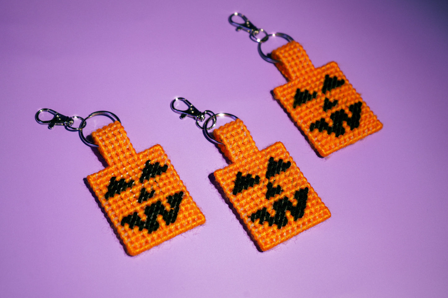 Jack-O'-Lantern Needlepoint Bag Charm