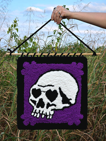 Skull Punch Needle Wall Hanging Purple
