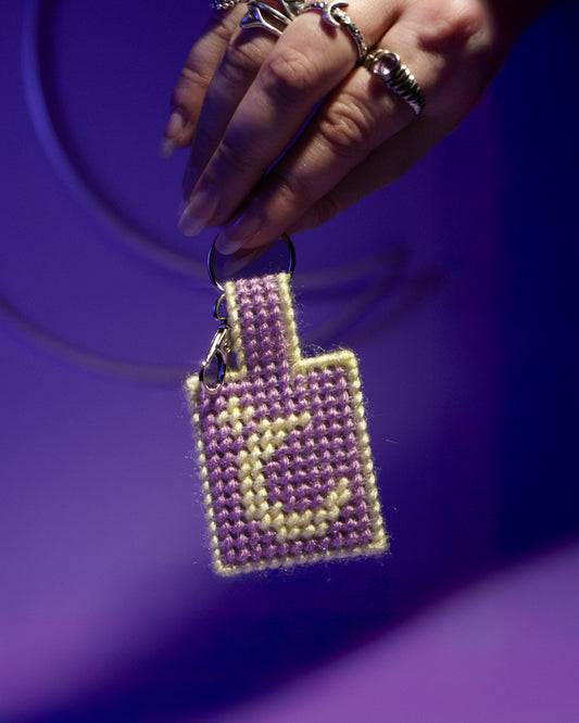 Moon Needlepoint Bag Charm