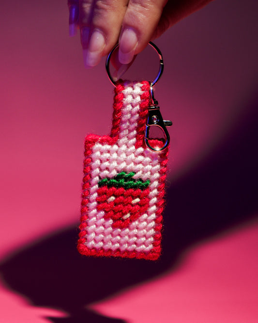 Strawberry Needlepoint Bag Charm