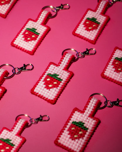 Strawberry Needlepoint Bag Charm