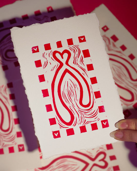 Wishbone Original Linocut Print