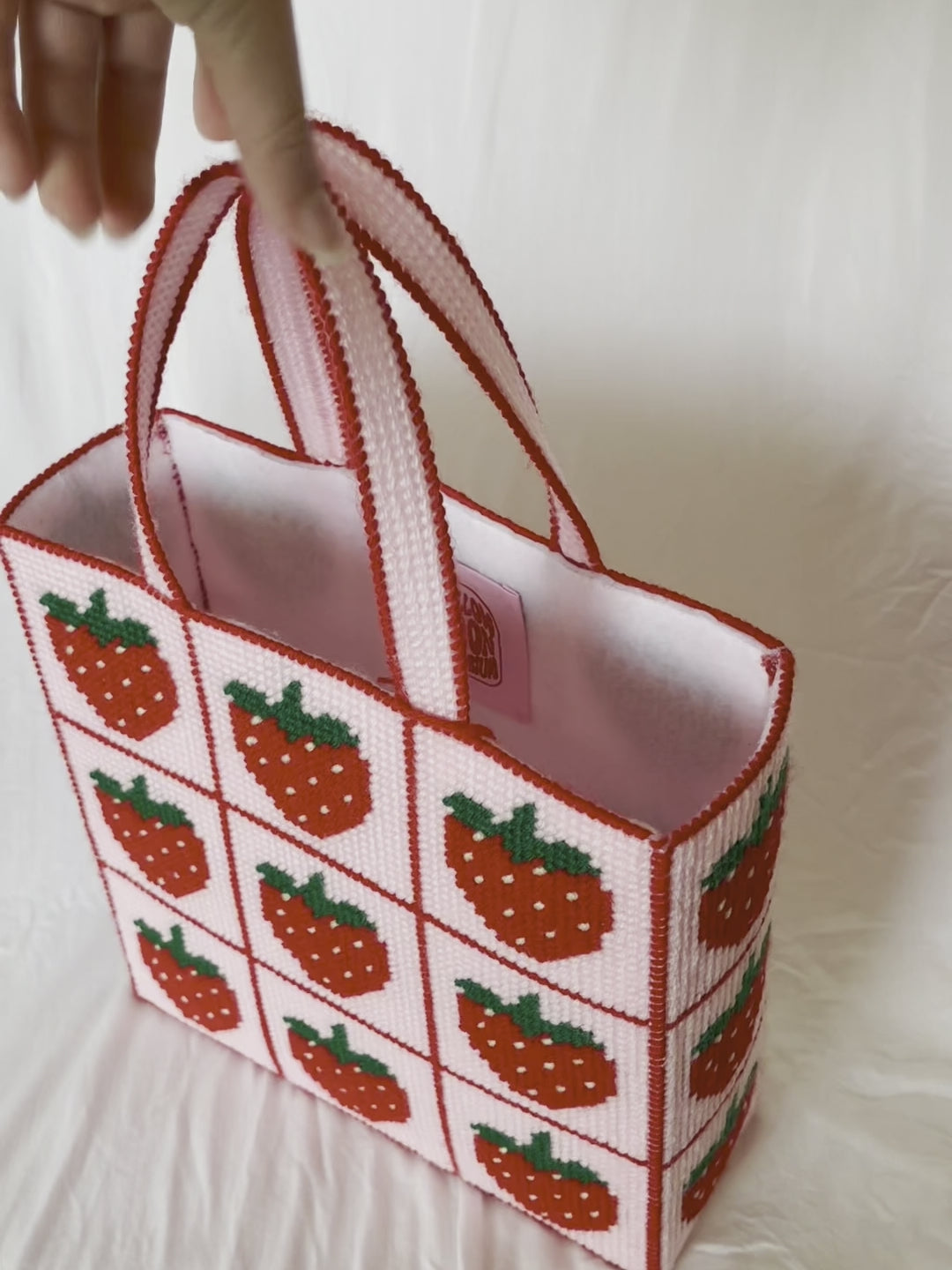 Large Strawberry Needlepoint Bag